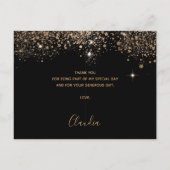 Verjaardag zwart goud glitter glamoureus bedankt briefkaart (Achterkant)