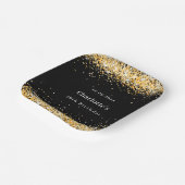 Verjaardag zwart goud glitter naam elegant papieren bordje (Gebogen)
