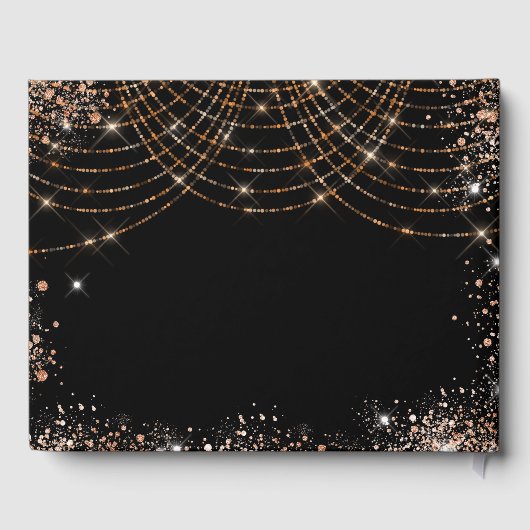 Verjaardag zwart goud glitter naam gastenboek (Achterkant)