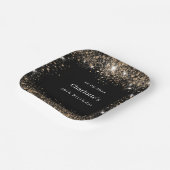 Verjaardag zwart goud glitter naam papieren bordje (Gebogen)