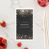 Verjaardag zwart goud glitter naam servet (Insitu)