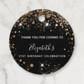 Verjaardag zwart goud glitters bedankt bedankjes labels (Achterkant)