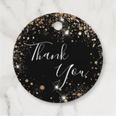 Verjaardag zwart goud glitters bedankt bedankjes labels (Voorkant)