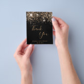 Verjaardag zwart goud glitters budget bedankt flyer (Hand)