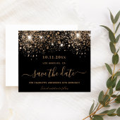 Verjaardag zwart goud glitters budget save the dat flyer