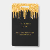 Verjaardag zwart goud glitters glans monogram vip badge (Achterkant)