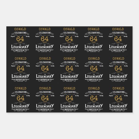 Verjaardag Zwart Goud Inpakpapier Vel (Voorkant 2)