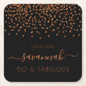 Verjaardag zwart goud monogram met een fabuleuze v kartonnen onderzetters (Voorkant)