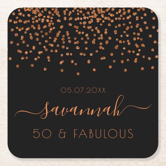 Verjaardag zwart goud monogram met een fabuleuze v kartonnen onderzetters (Voorkant)