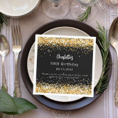 Verjaardag zwart goud naam scripttekst servet