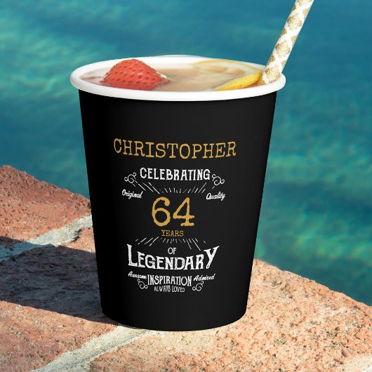 Verjaardag Zwart Goud Retro Elk Jaar Papieren Bekers