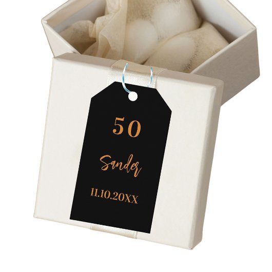 Verjaardag zwart goud script dank u cadeaulabel