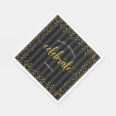Verjaardag zwart goud script glitter dot moderne n servet (Hoek)