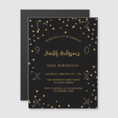 Verjaardag zwart goud sterren jaren luxe magnetische uitnodiging (Voorkant / Achterkant)