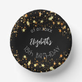 Verjaardag zwart goud sterren naam papieren kommen (Voorkant)