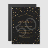 Verjaardag zwart goud sterren nummer luxe magnetische uitnodiging (Voorkant / Achterkant)