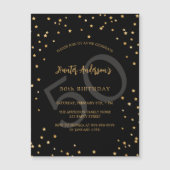 Verjaardag zwart goud sterren nummer luxe magnetische uitnodiging (Voorkant)
