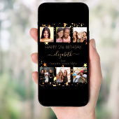 Verjaardag zwart goud sterren vriend foto collage poster