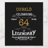 Verjaardag Zwart Goud Wijn Etiket (Enkel label)