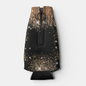 Verjaardag zwart gouden ballonnen monogram naam flesjeskoeler (Achterkant)