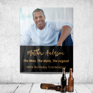Verjaardag zwart gouden foto man myth legende wandkleed