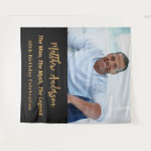 Verjaardag zwart gouden foto man myth legende wandkleed (Voorkant (horizontaal))