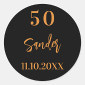 Verjaardag zwart gouden script minimalist ronde sticker (Voorkant)