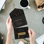 Verjaardag zwart gouden sterren feest RSVP All In One Uitnodiging