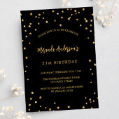 Verjaardag zwart gouden sterren feest uitnodiging briefkaart
