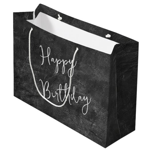 Verjaardag Zwart Leren Abstract Groot Cadeauzakje (Voorkant Gekanteld)