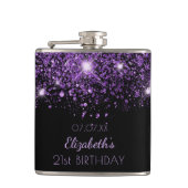 Verjaardag zwart paarse glitter beste vrienden heupfles (Voorkant)