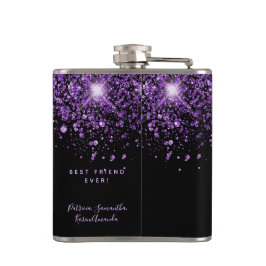 Verjaardag zwart paarse glitter beste vrienden heupfles