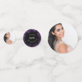 Verjaardag zwart paarse glitter foto confetti (Voorkanten)