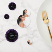 Verjaardag zwart paarse glitter foto confetti (Groep)