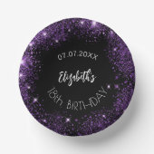 Verjaardag zwart paarse glitter meisjesnaam papieren kommen (Voorkant)