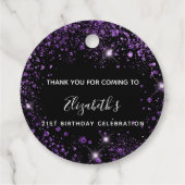 Verjaardag zwart paarse glitters dust bedankt bedankjes labels (Achterkant)
