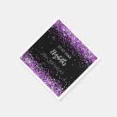 Verjaardag zwart paarse naam servet (Hoek)