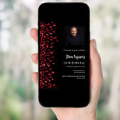 Verjaardag zwart rood foto kaart