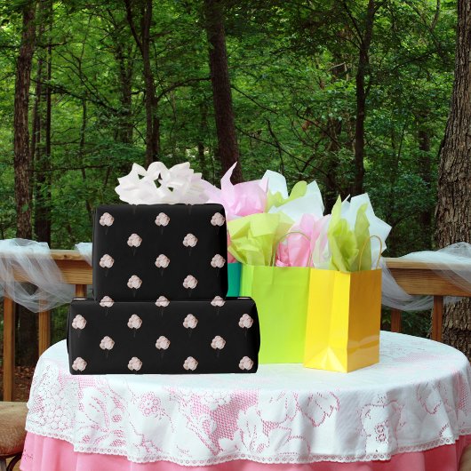 Verjaardag zwart roos gouden ballonnen cadeaupapier