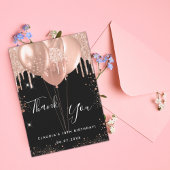 Verjaardag zwart roos gouden ballonnen dank u kaar kaart