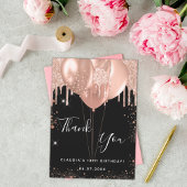 Verjaardag zwart roos gouden ballonnen dank u kaar kaart