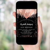 Verjaardag zwart roos gouden ballonnen kaart