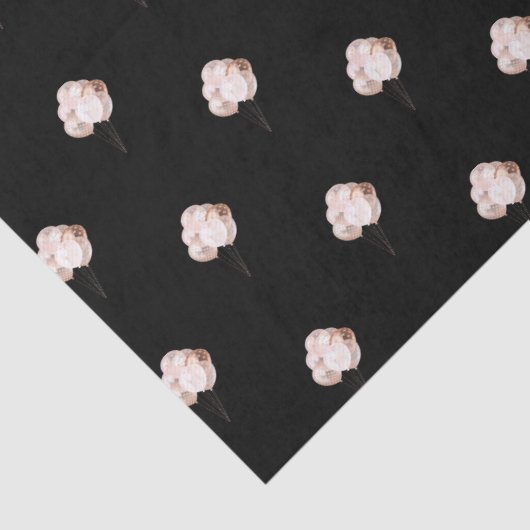 Verjaardag zwart roos gouden ballonnen tissuepapier (Detail)