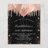 Verjaardag zwart roos gouden budgetballonnen flyer (Voorkant)