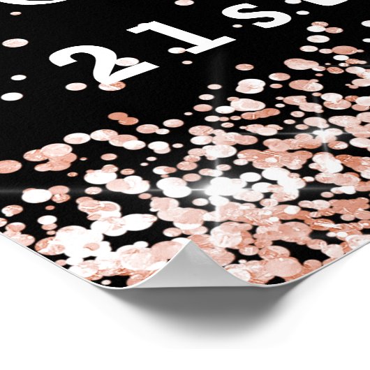 Verjaardag zwart roos gouden foto welkom poster (Hoek)