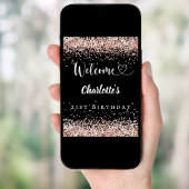 Verjaardag zwart roos gouden welkom poster