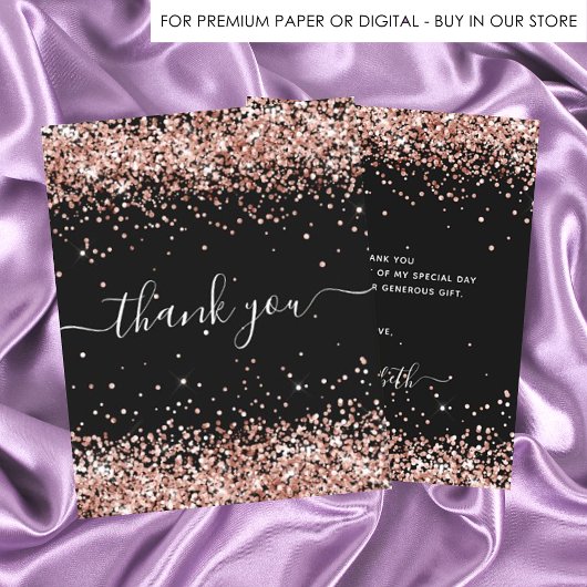 VERJAARDAG Zwart roze gouden glitters bedankt