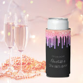 Verjaardag zwart roze paarse glitter druppels fees seltzer blikjeskoeler