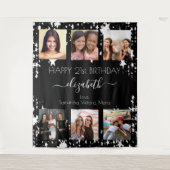 Verjaardag zwart wit beste vrienden foto sterren wandkleed (Voorkant)