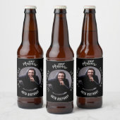 Verjaardag zwart wit foto bier etiket (Flessen)
